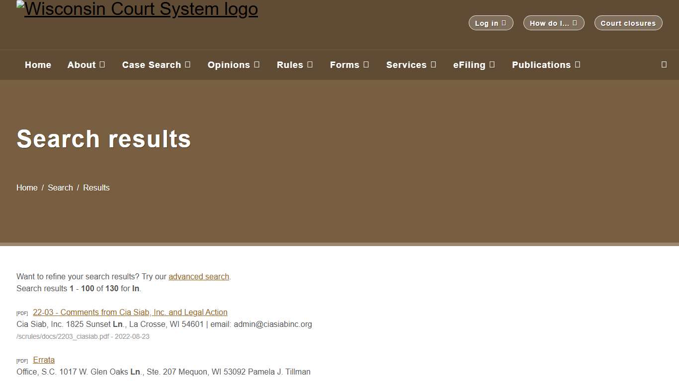 Wisconsin Court System - Search