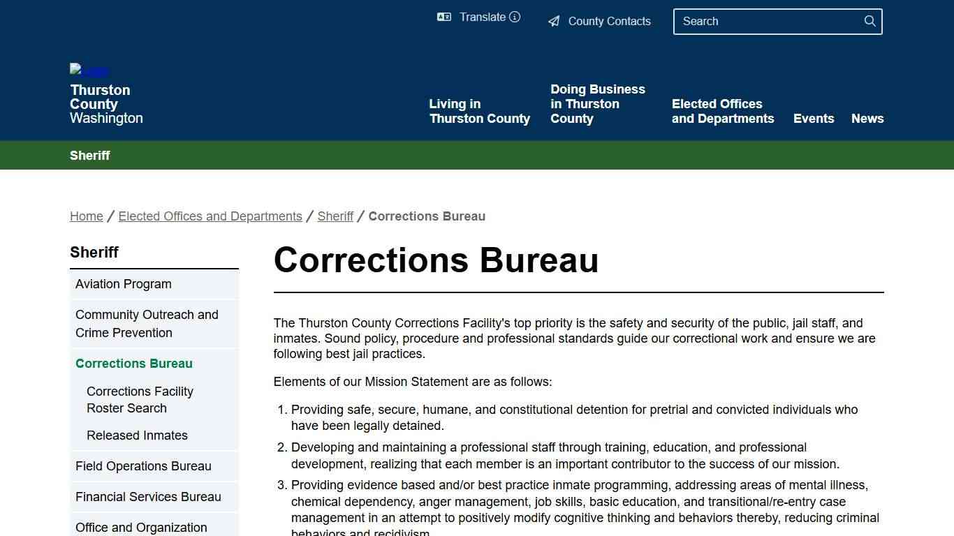 Corrections Bureau Thurston County
